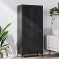 Yizosh Metal Pantry Cabinet, Tall Kitchen Pantry Storage Cabinet With Doos And Adjustable Shelves - 61'' Black Cupboard Cabinet
