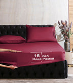 Elegant Comfort Luxurious Wrinkle Resistant 1500 Thread Count Egyptian Quality 1-Piece Fitted Sheet All Around Elastic -Deep Pocket- Ultra Soft Bottom Fitted Sheet, Full, Burgundy