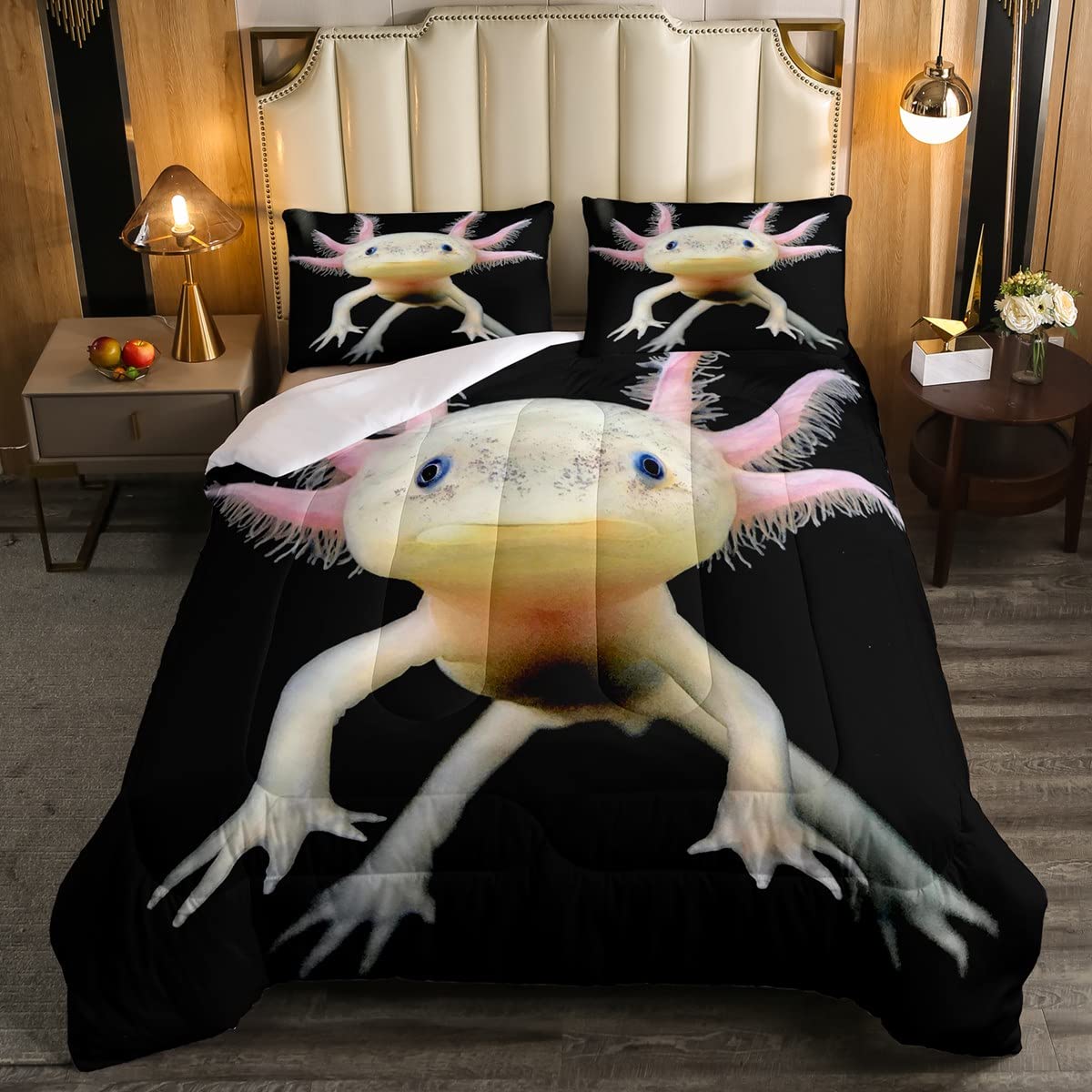 Axolotl Bedding Set Twin Cute Axolotl Comforter Set 3D Axolotls Down Comforter Bedroom Decor Sea Wildlife Animals Reptile Duvet