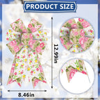 Hying 2Pcs Spring Rose Bows For Wreath, Burlap Flower Wreath Bows For Spring Summer D  Cor Village Countryside Pink Rose Bows Fo