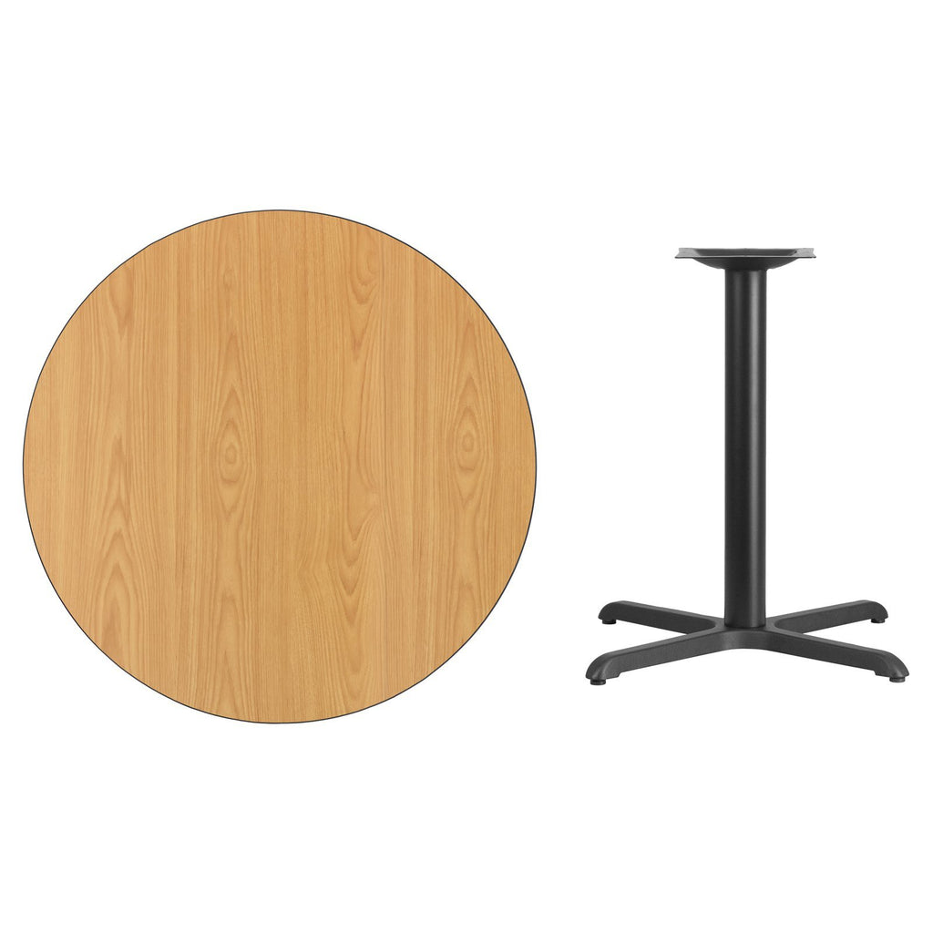 Flash Furniture Graniss 36'' Round Natural Laminate Table Top with 30'' x 30'' Table Height Base