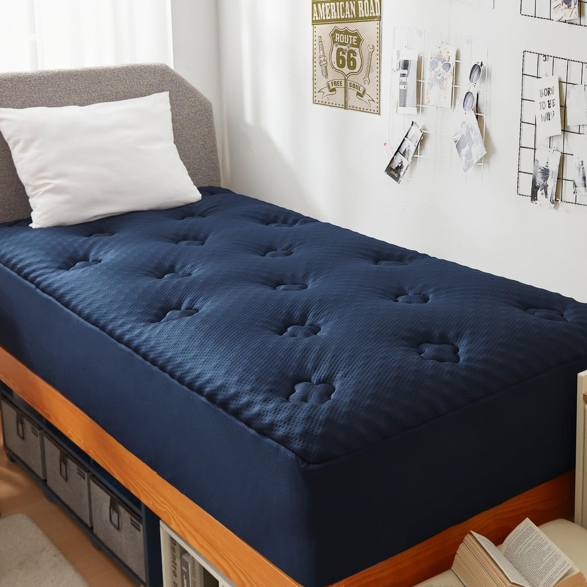 Hansleep Memory Foam Twin Xl Mattress Topper For College Dorm Room Essentials, Gel Twin Extra Long Mattress Pad, Mattress Pad Wi