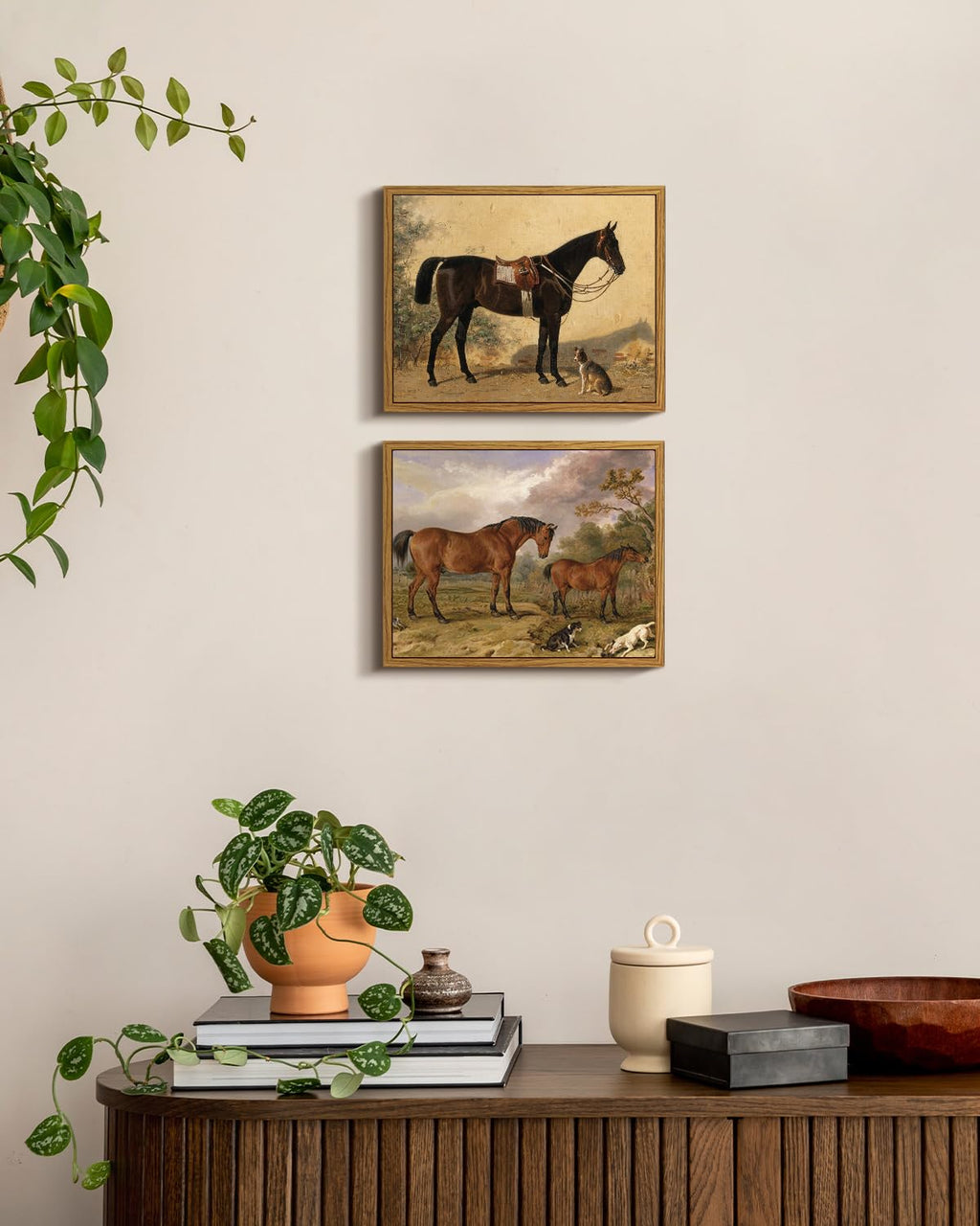 Arpeotcy Framed Canvas Horse Wall Art, Horse Art Print For Home Decor, Rustic Farmhouse Country Wall Decor For Living Room, Bedr