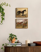 Arpeotcy Framed Canvas Horse Wall Art, Horse Art Print For Home Decor, Rustic Farmhouse Country Wall Decor For Living Room, Bedr