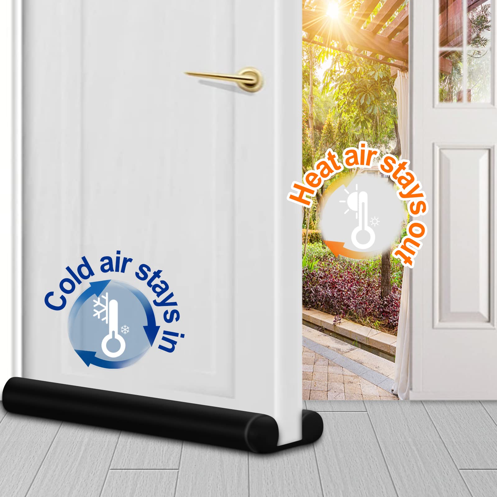 Maxtid 32' Black Door Air Draft Stopper - Wind Blocker For Bedroom Doors & Small Apartments