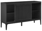 Crosley Furniture Asher Mid-Century Modern Sideboard Buffet Cabinet with Storage, Living Room Credenza, Matte Black