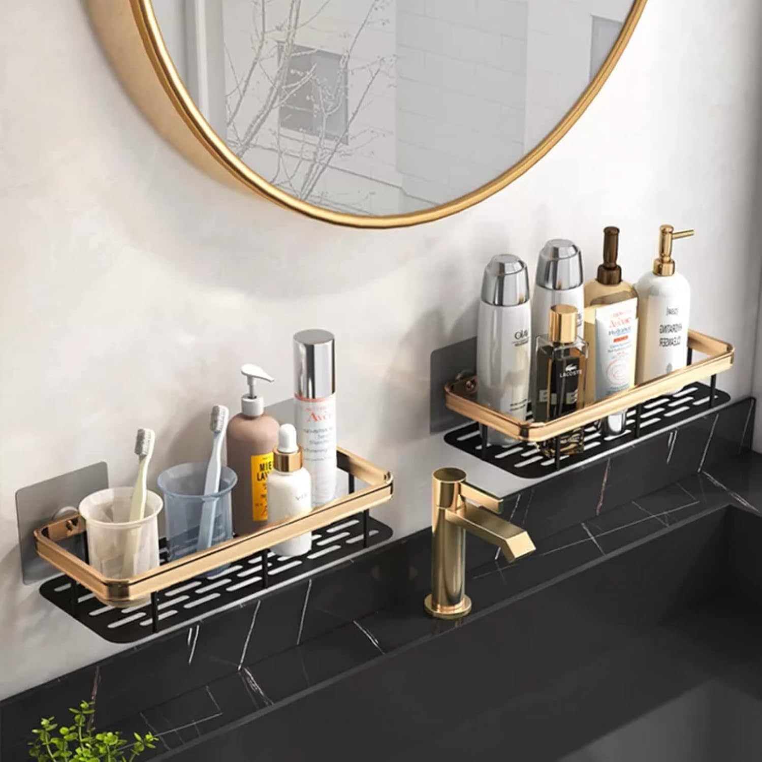 Earthcone SelfAdhesive Bathroom Corner Shelf Rack Bathroom Corner Organizer Stand Aluminum Bathroom Organisers Storage Racks Ba