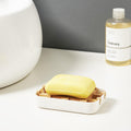 ARHAT ORGANIZERS Soap Holder with Drain Tray | Plastic Base & Bamboo Grid  NonSlip Bathroom Soap Holder for Sink, Shower, Coun