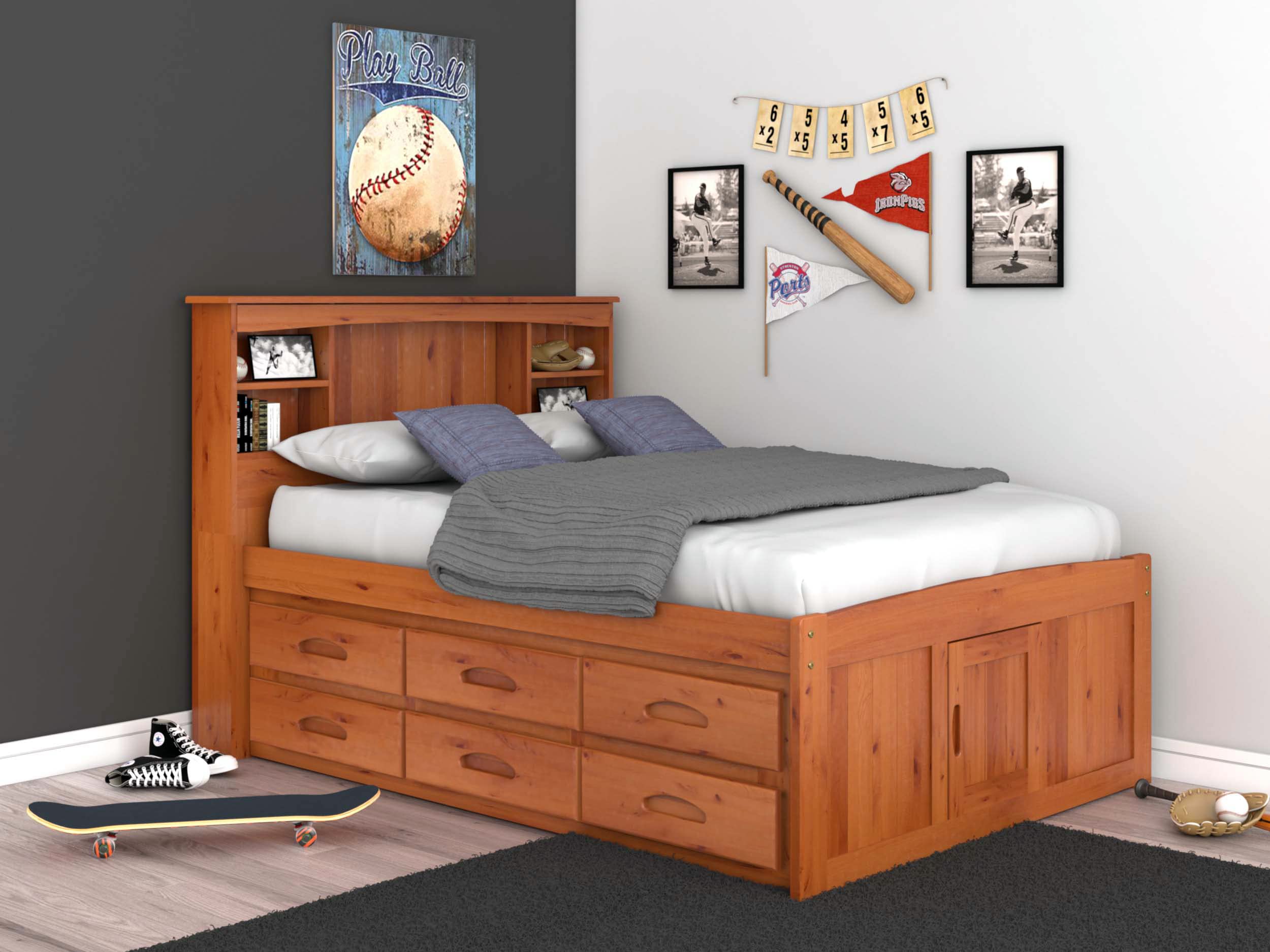 OS Home and Office Furniture Full Captain's Bookcase Bed - Thumbnail 3