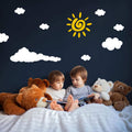 Sun Cloud Wall Decals Removable Vinyl Wall Stickers for Kids Baby Boys Girls Bedroom Nursery Wall Decal Wall Art A66 (Yellow, Wh