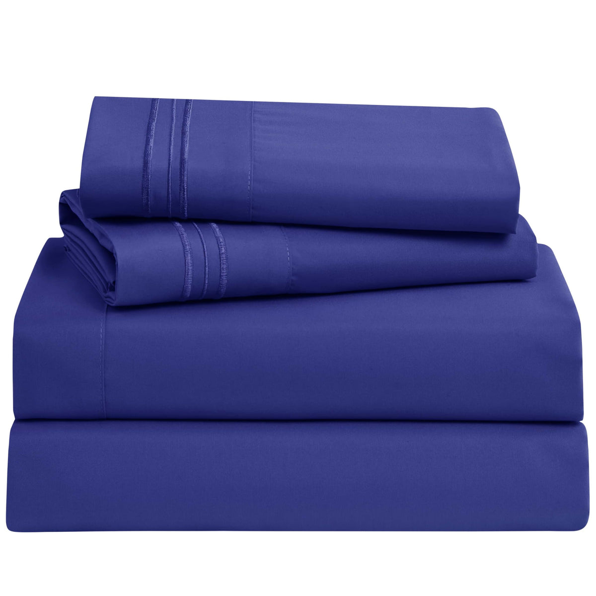 Clara Clark Bed Sheets, Premier 1800 Series 4 Piece Bed Sheet Set, Deep Pocket, Wrinkle, Fade, Stain Resistant, Luxury Soft Bedding Sheets & Pillowcases, Queen, Royal Blue