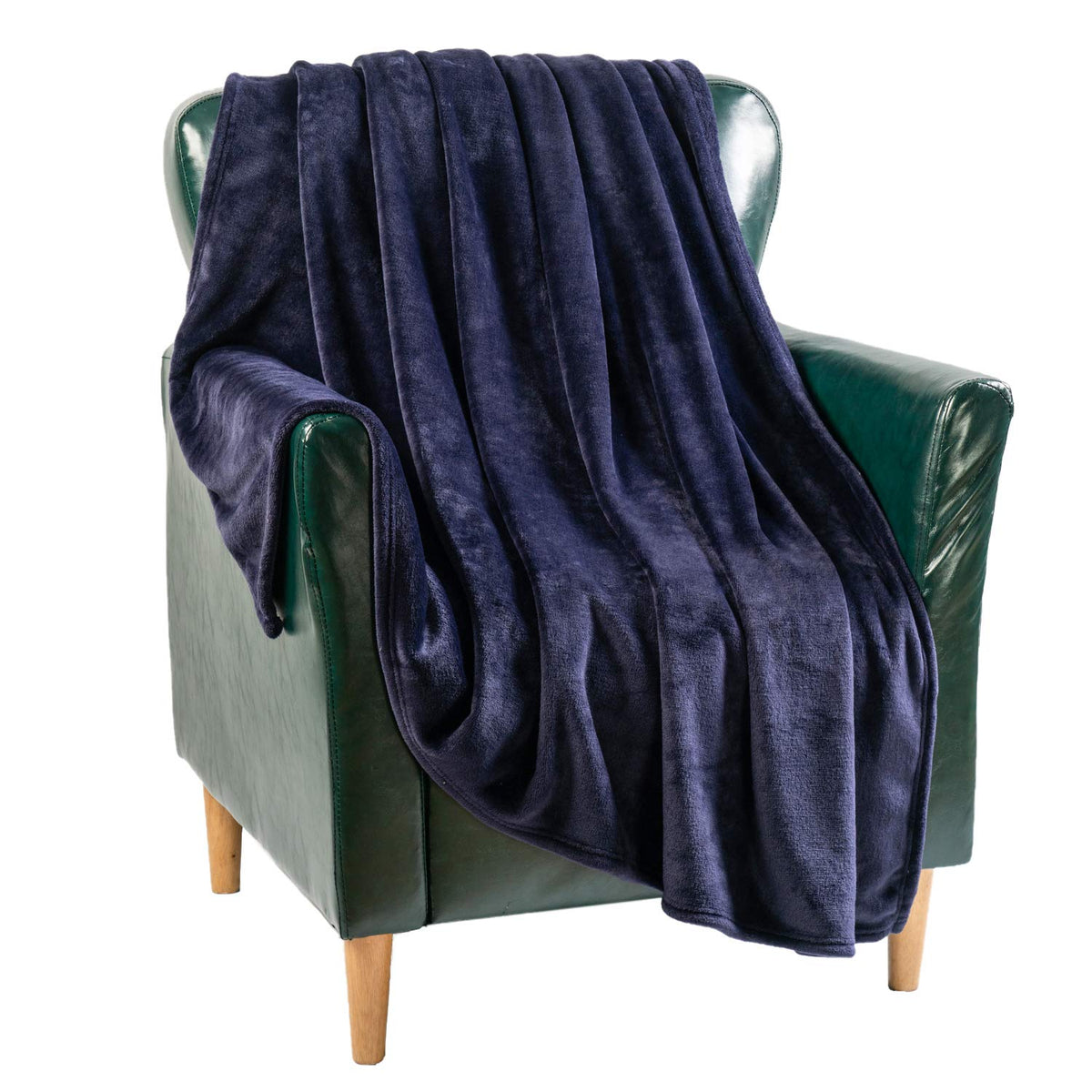 Flannel Blanket Fleece Throw King Size Navy Blue All Season Lightweight Plush Cozy Super Soft Luxury Couch Sofa Bed Blanket (Nav