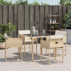 vidaXL Patio Chairs - Cushions Included, Beige Poly Rattan, Outdoor Furniture, 4-Piece Set - Compact Foldable Chairs with Removable Covers