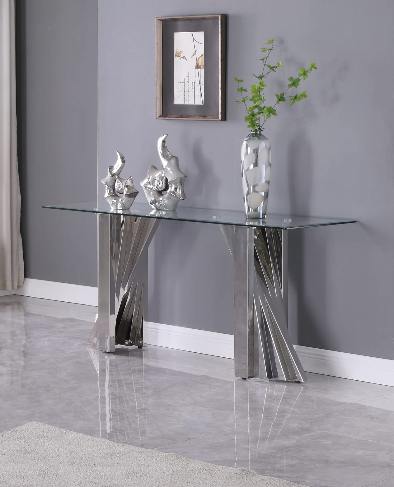 Best Quality Furniture CT03 Console Table, Silver