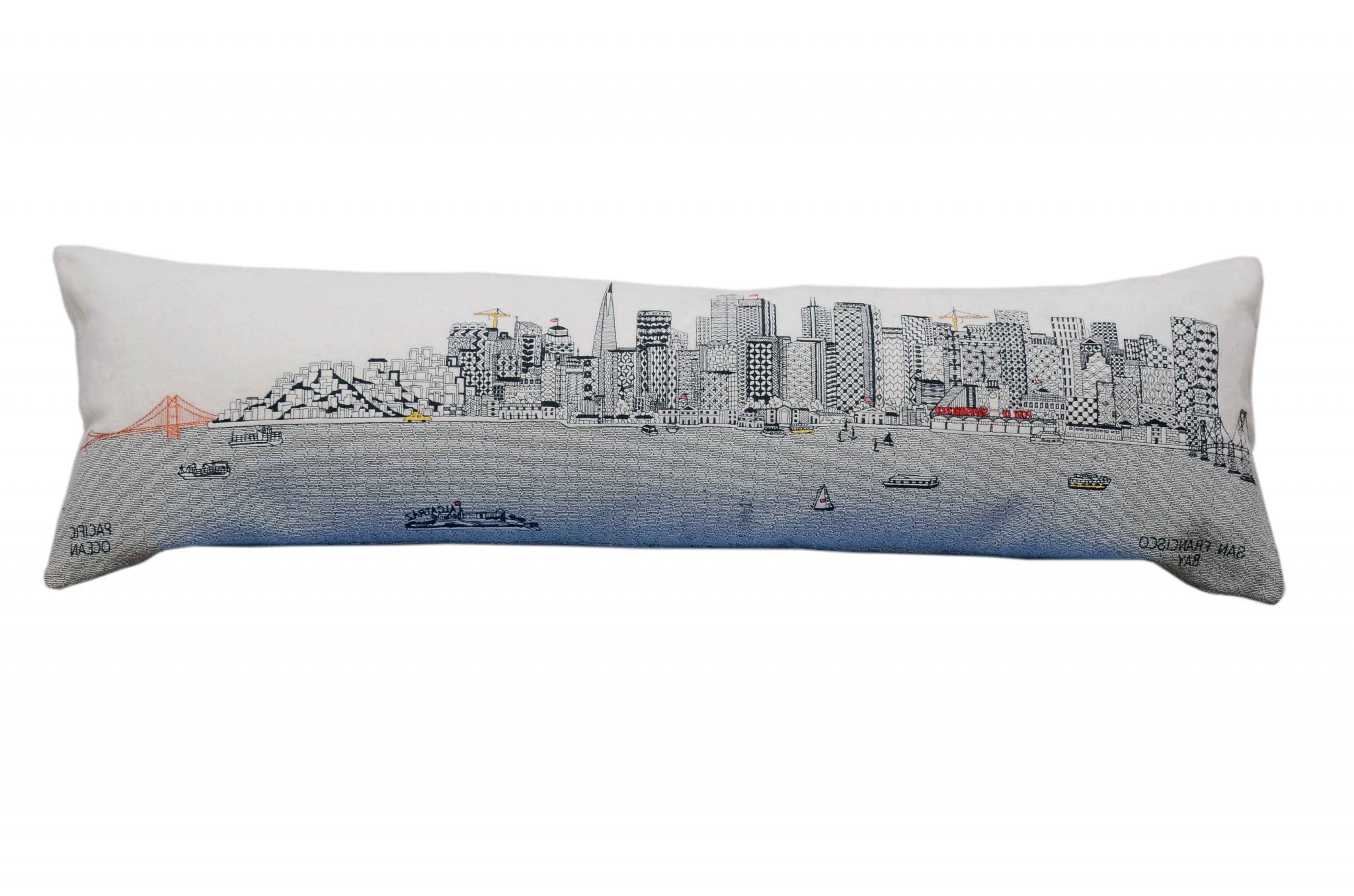 HomeRoots Cream 45' White San Francisco Daylight Skyline Lumbar Decorative Pillow