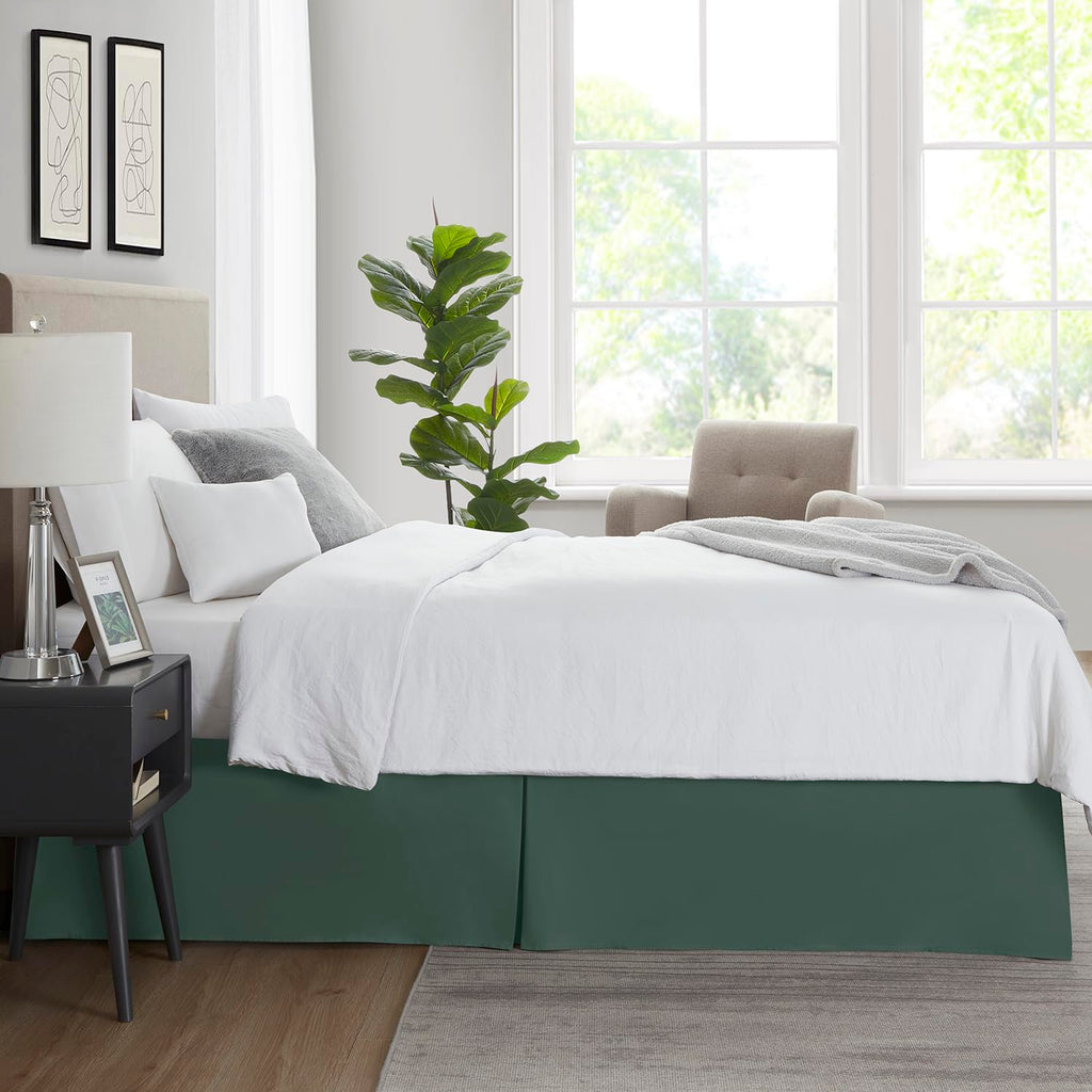 Nestl Forest Green Twin Bed Skirt - Twin Size Bed Skirt 14 Inch Drop - Brushed Microfiber Bed Skirts - Hotel Quality Pleated Bed Skirt - Shrinkage & Fade Resistant
