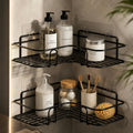 Corner Shower Shelf Wall Mounted No Drilling Black Metal Wire Rack Bathroom Organizer Storage Shelf Shower Caddy Bathroom Kitche