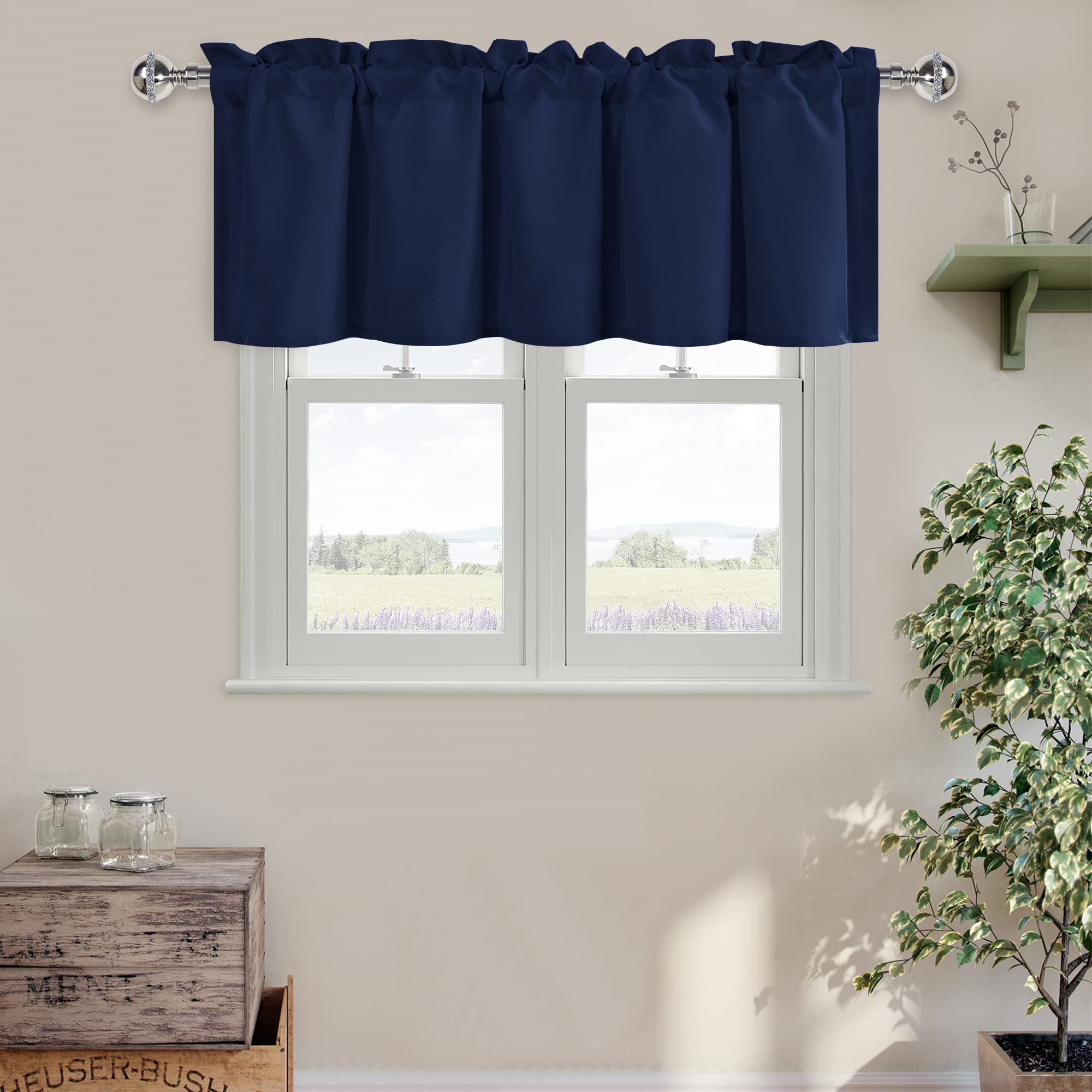 DWCN Valance Curtains for Living Room, Kitchen Valance Solid Short Topper, Farmhouse Valance Topper, Rod Pocket Bathroom/Basemen