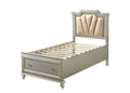 Acme Kaitlyn Full Bed with LED in Synthetic Leather and Champagne