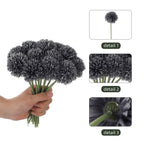 Kimura'S Cabin Black Silk Flowers Artificial Hydrangea Chrysanthemum Ball Flowers Bouquets 15Pcs For Home Dining Table Core Hall