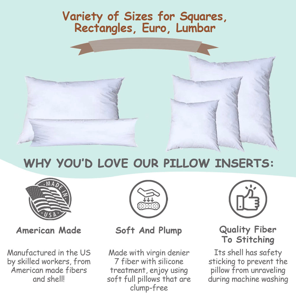 Pillowflex Synthetic Down Pillow Insert - 12X26 Down Alternative Pillow, Ultra Soft, Large Rectangle, Lumbar, Travel, Neck, Slee