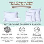 Pillowflex Synthetic Down Pillow Insert - 12X26 Down Alternative Pillow, Ultra Soft, Large Rectangle, Lumbar, Travel, Neck, Slee