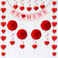 Party Propz Anniversary Decoration Items  13Pcs Heart Swirls Hanging, Heart Garland, Pom Pom Decoration Hanging And Be Mine Ban