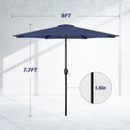 Simple Deluxe 2 Pack 9Ft Outdoor Patio Umbrella Table Market Umbrella With Push Button Tilt And Crank, 8 Sturdy Ribs, Uv Protection Waterproof For Garden, Lawn, Deck, Backyard, Pool, Dark Blue