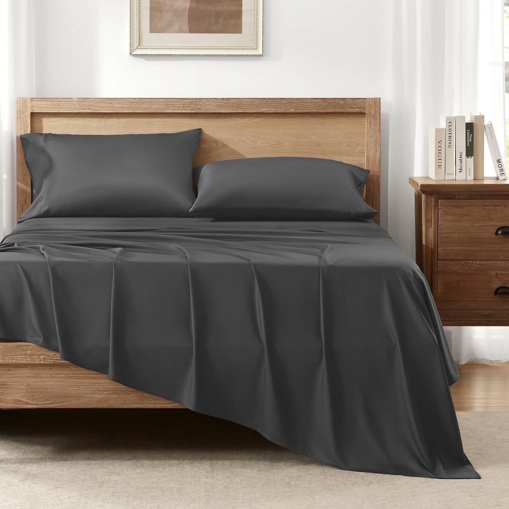 Andency Dark Grey Queen Sheets Set, 100% Viscose Derived From Bamboo, Cooling Bed Sheets Queen Size, Deep Pocket Up To 16', Silky Soft Sheets, Hotel Luxury Breathable Bedding Sheets & Pillowcases…