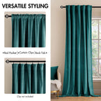 Miulee Teal Velvet Curtains 90 Inches 2 Panels - Luxury Blackout Curtains For Bedroom Living Room Thermal Insulated Super Soft Window Drapes Rod Pocket & Back Tab, W 52 X L 90 Inch