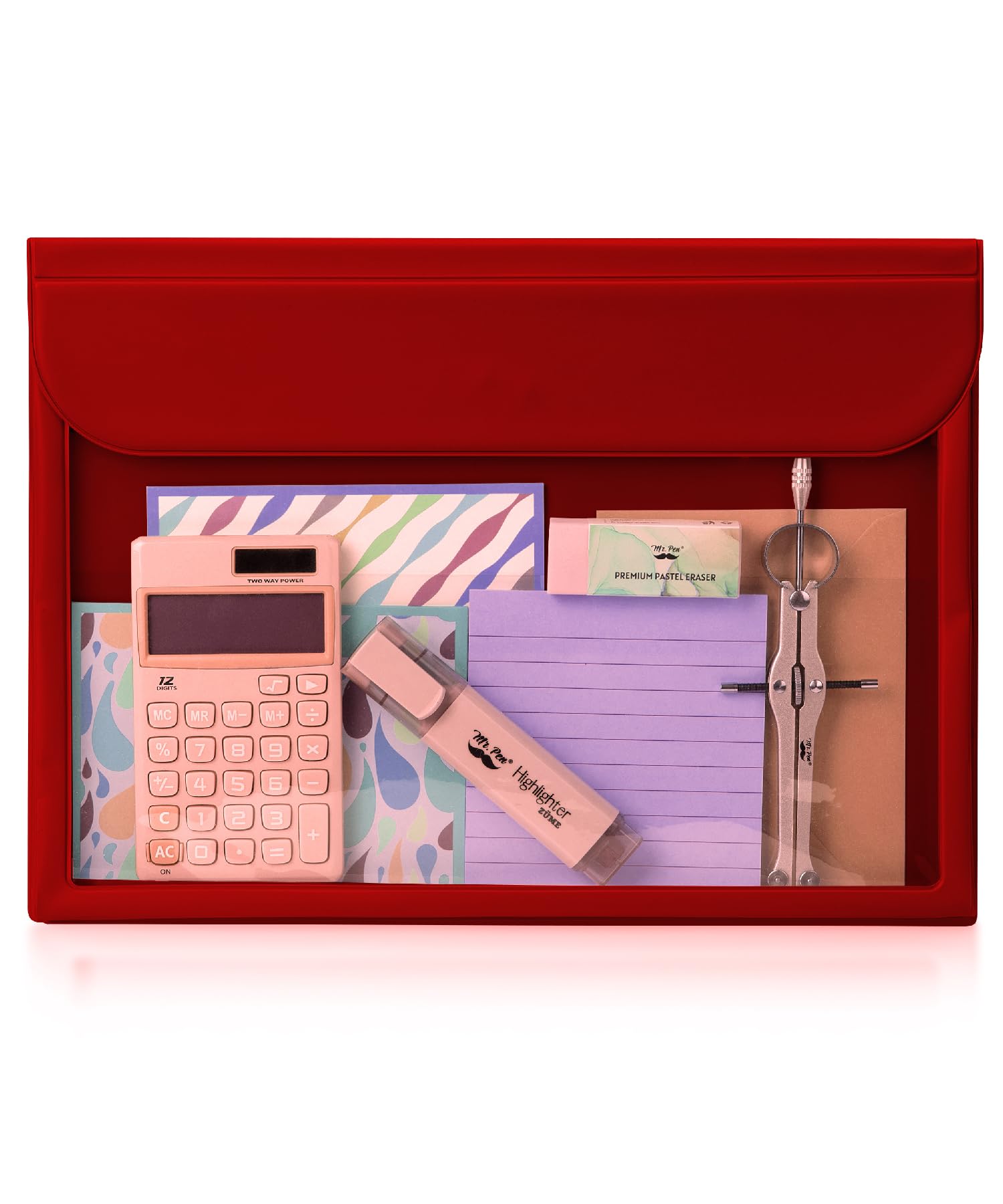 Mr. Pen Red Plastic File Folders - Letter Size, Clear, Office Document Filing Folders
