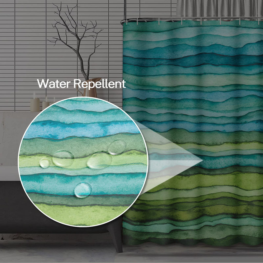 Emvency Shower Curtain Abstract Waves Watercolor Polyester 72 x 72 inches