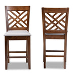 Baxton Studio Caron Contemporary Fabric Cut-Out Back Counter Stool, Grey and Walnut, 2-Pieces/Set (161-2PC-9886-HT)