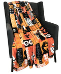 Halloween Blanket Throw: Patchwork Decor Witch Jack O Lantern on Soft Velvet Fleece for Sofa Bed Couch Chair for Adults Kids