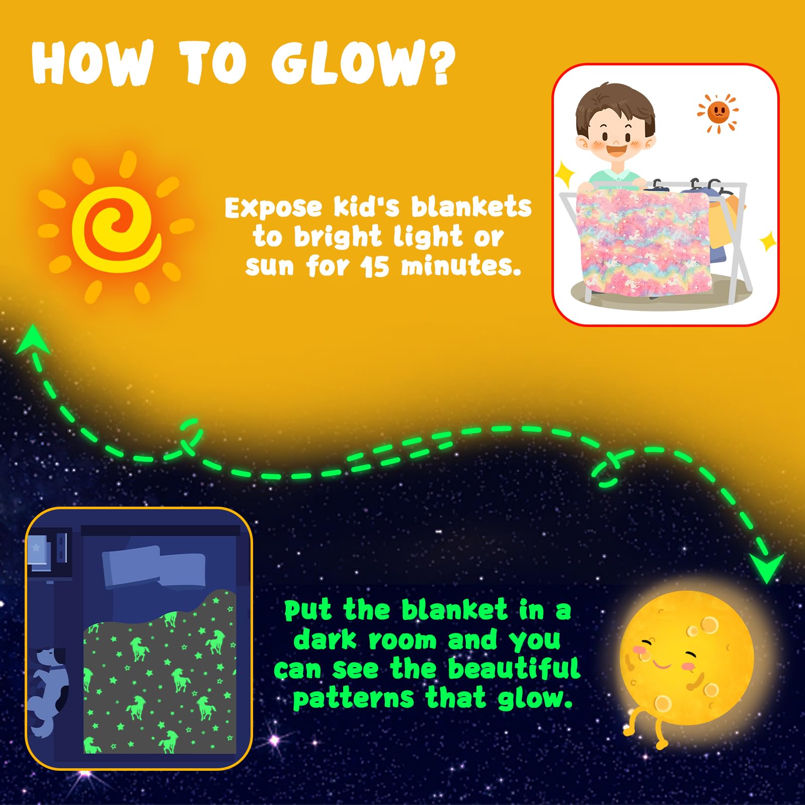 Inhand Unicorn Toys Glow In The Dark For Blanket,Unicorn Gifts For Girls Age 1 2 3 4 5 6 7 8 9 10 Birthday Halloween Christmas C