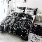 Karever Bedding Set - Full Black Marble 3 Pcs Comforter Set - Includes 1 Comforter, 2 Pillow Covers Cotton, Soft, Breathable, Lu