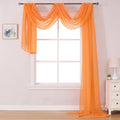 Donren Coral Orange Window Scarf For Background - Luxury Soft Decoration Semi Sheer Scarf For Party Wedding (1 Pack,52 W X 216 L