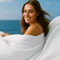 DOWNCOOL Cooling Blanket Throw Size, White Summer Blanket for Hot Sleeper and Night Sweats, Lightweight Soft Q-Max>0.4 Arc-Chill