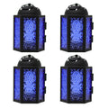 Vela Lanterns Mini Small Decorative Moroccan Candle Lantern Holders, for Home Decor, Patio, Weddings, Cobalt, 4pk