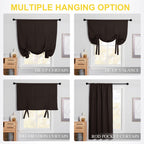 Nicetown Balloon Blind Curtain For Doors - Tie Up Shade Blackout Curtain For Bedroom Window/Thanksgiving (Toffee Brown, Rod Pock