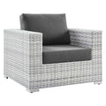 Modway Convene Wicker Rattan Outdoor Patio Armchair in Light Gray Charcoal