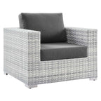 Modway Convene Wicker Rattan Outdoor Patio Armchair in Light Gray Charcoal