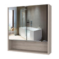 FM FURNITURE Ozark 24 Medicine Cabinet with Mirror, 3 Inner Shelves, and Open Shelf, Light Oak