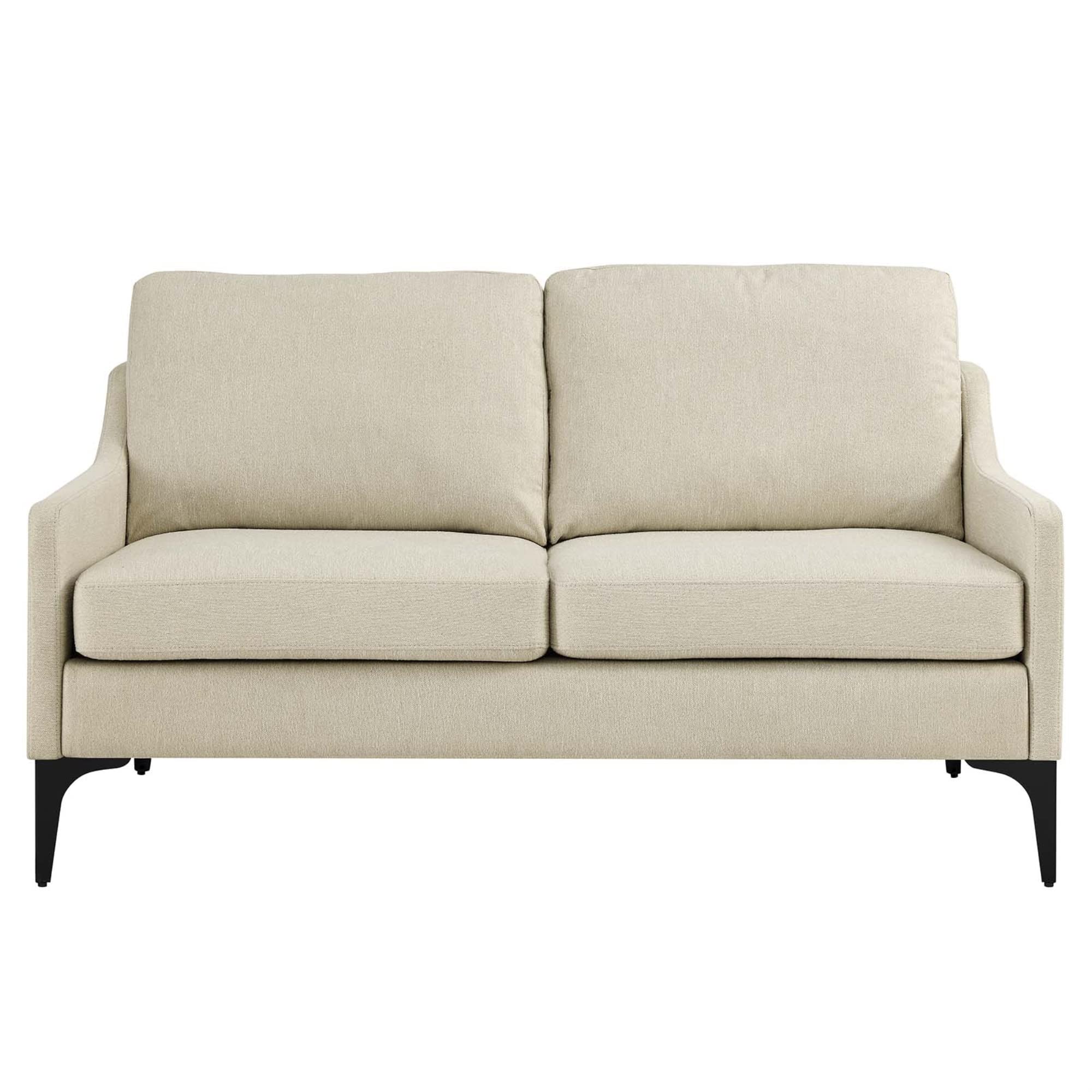 Modway Corland Upholstered Fabric And Metal Loveseat In Beige