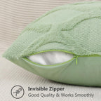 Decoruhome Spring Throw Pillow Covers 22X22 Inch Set Of 2, Soft Plush Faux Fur Wool Sage Green Couch Pillow Covers, Decorative Pillow Cases For Bed Sofa Living Room Home Decor