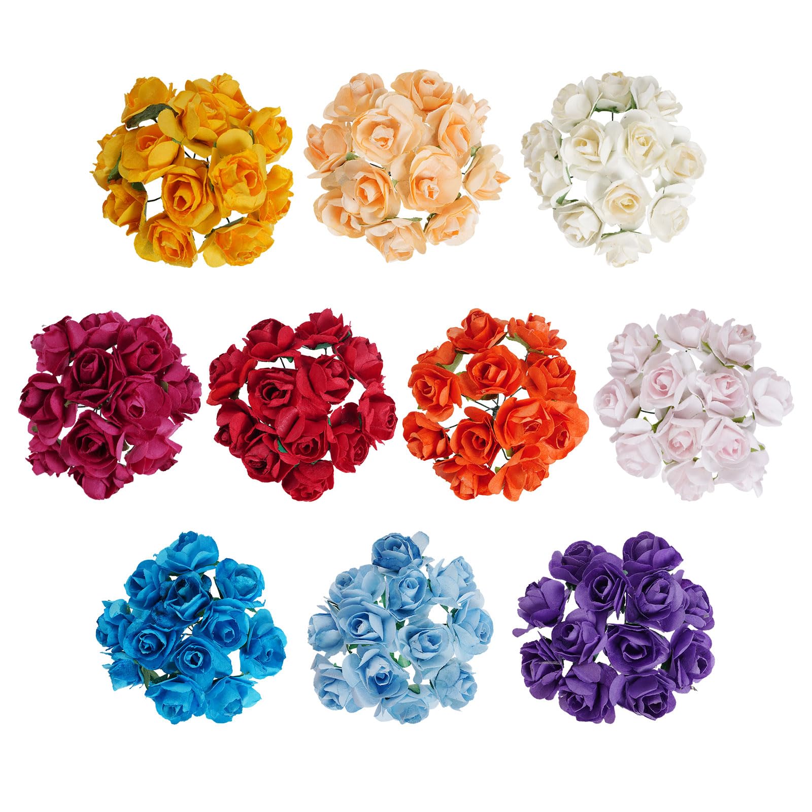 Haakong 120Pcs Artificial Paper Rose Mini Rose Flower Mini Paper Flower Crafts Artificial Paper Flowers (Random Color)