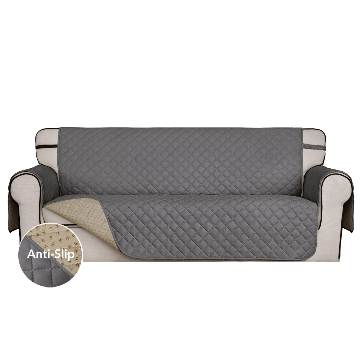Issuntex Super Anti-Slip Covers For 3 Cushion Couch Water Resistant Quilted Sofa Slipcover Furniture Protectors For Dogs, Pets,