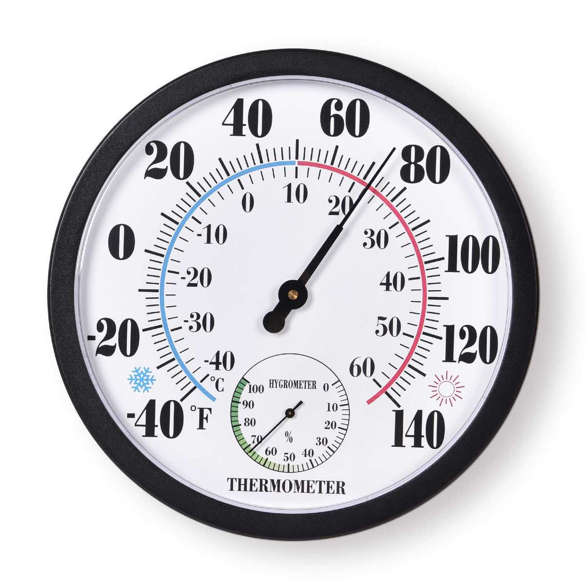 Indoor Outdoor Thermometer Large Numbers Wall Thermometer Hygrometer Waterproof Does Not Require Battery 10 Inch Wireless Hangin