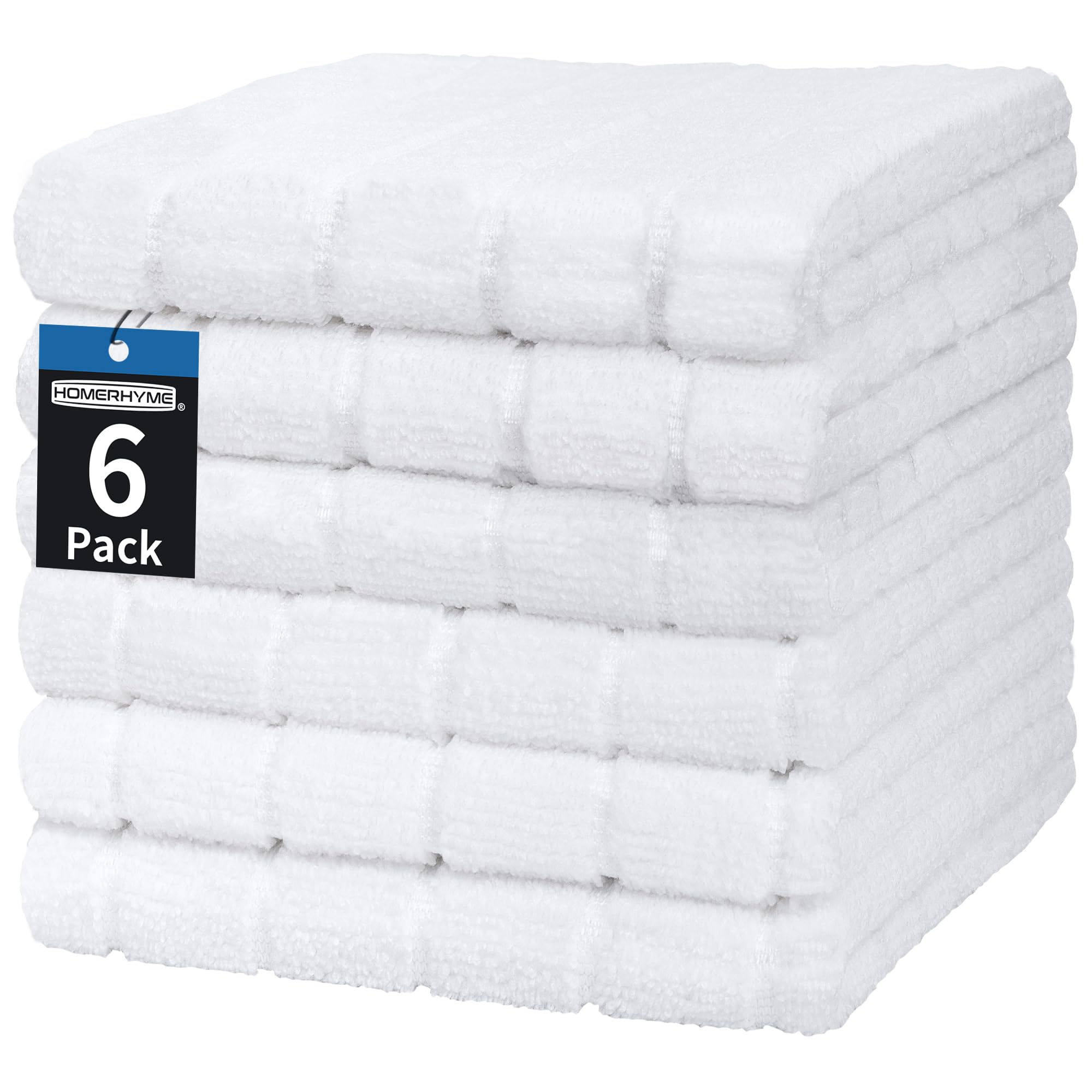 HOMERHYME White Hand Towels, 6 Pack 25*15 Microfiber Hand Towels for Bathroom Kitchen, All-Purpose Quick Dry Lint Free Soft 