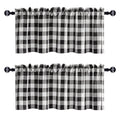 Hiasan 2 Pack Buffalo Plaid Curtains Valances For Windows - Black And White Semi Sheer Checkered Rod Pocket Valance For Living R